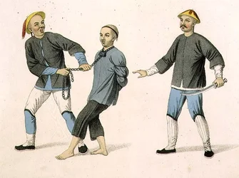 Um Culprit Conveyed to Prison, placa 2 de "The Punishments of China", gravada por J. Dadley