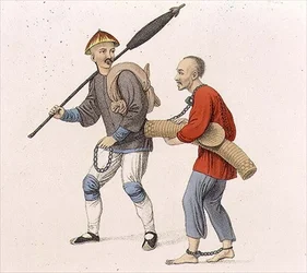 Conduzindo um ofensor ao banimento, placa 19 de "The Punishments of China", gravada por J. Dadley