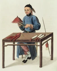 A Cap Maker, placa 51 de "O traje da China", gravado por J. Dadley, 1800