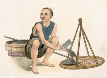 Peixeiro, placa 39 de &39;Os trajes da China&39;, gravada por J. Dadley, 1800