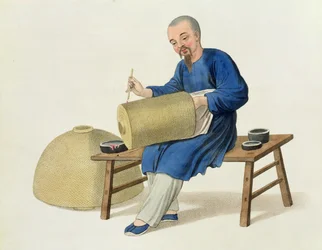 Um pintor de lanternas, prato 20 de &39;O traje da China&39;, gravado por J. Dadley, 1800