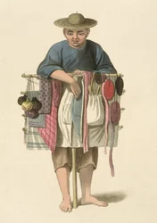 Um Pedlar, prato 17 de "O traje da China", gravado por J. Dadley, 1800