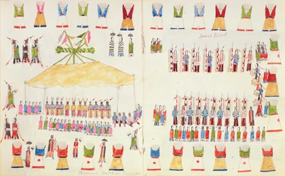 Coração do urso. Cheyenne Medicine pow-wow, de um livro de esboços feitos em Fort Marion, St. Augustine, Flórida, 1877
