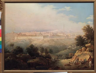Vue de Jerusalem (Israel) (Vista de Jerusalém) - Peinture de Maxim Nikiphorovich Vorobyev (Vorobiev) (1787-1855), huile sur toile