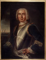 Retrato do Cavaleiro Pierre André de Suffren de Saint Tropez (Saint-Trophez), oficial de justiça de Suffren (1729-1788) - Arte Maltesa - século XVIII, 99 x 76 cm