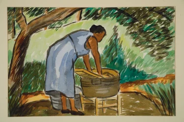 Mulher Lavando, c. 1934 (aquarela)