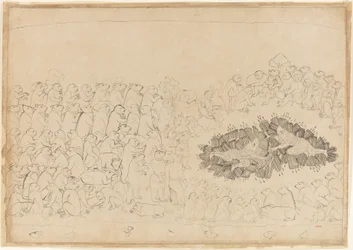 Rama e Lakshmana desiludidos pelo Arrows: Folio da série Siege of Lanka, ca. 1725.