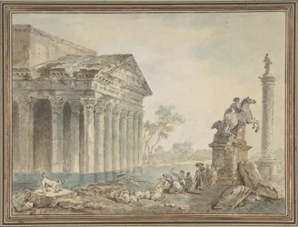 Capricho Arquitetônico com Monumentos Romanos e Lavadeiras, s.d..