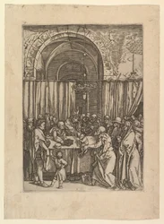 Sumo sacerdote que recusa o cordeiro sacrificial de Joachim, depois de Dürer, ca. 1500-1534.
