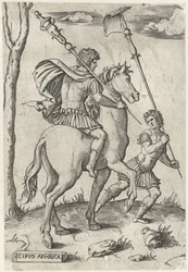 Generais romanos Scipio Africanus Maior a cavalo e Scipio Africanus Menor
Heróis romanos a cavalo (título da série)