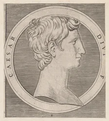 O Espelho da Magnificência Romana: Otaviano Augusto, de Os Doze Césares, ca..., ca. 1500-1534.