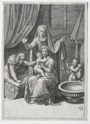 A Virgem e o berço com Santa Isabel e Santa Ana, 1520.