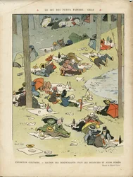 Ilustração de Marcel Capy (1865-1941) em Le Lire, 28/05/10 - Le jeu des petits papiers... gras - Hobbies, Picnic, Cozinheiro Gastronómico