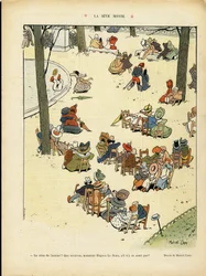 Ilustração de Marcel Capy (1865-1941) em Le Rire, 02/05/08 - La seve monte - Amor, Jardim Público, Árvore