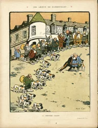 Ilustração de Marcel Capy (1865-1941) em Le Rire, 22/02/13 - Les farewell de Rambouillet - Caçador de caça, Presidente da República, Rambouillet - Fallieres Armand (1841-1931)