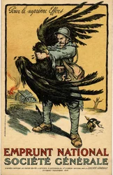 Guerra 1914-1918. Cartaz publicitário da Société Générale «Empréstimo Nacional»