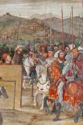 Detalhe da Visita de Christian I da Dinamarca a Bartolomeo Colleoni, Salão de Honra
