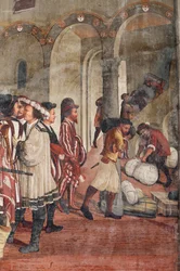 Cena de caça, detalhe da visita de Christian I da Dinamarca a Bartolomeo Colleoni, Salão de Honra