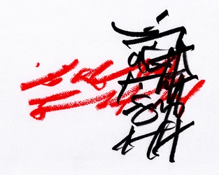 Preto e vermelho, 2023 (lápis de cor sobre papel)