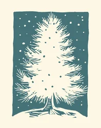 Árvore de Natal branca, 2023 (linóleo sobre papel)