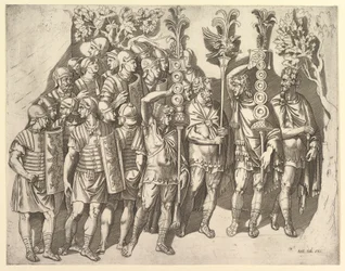 Vidro magnífico romano: uma legião romana da coluna de Trajano, século XVI.