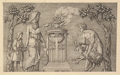 Vidro romano magnífico: o sacrifício de um carneiro, século XVI.