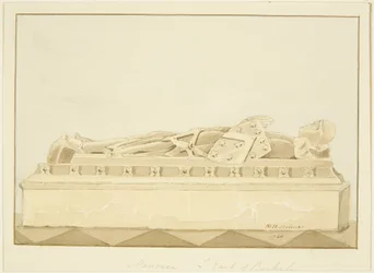 Effigy of Maurice, 7th Earl of Berkeley in Bristol Cathedral (lápis e aguarela sobre papel)