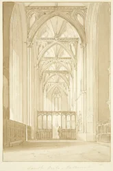 Corredor Sul da Catedral de Bristol (lápis e aguarela sobre papel)