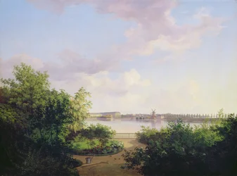 O jardim de Johannes Amsinck no Binnenalster, 1837