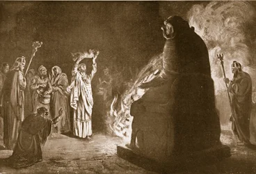 Um sacrifício fenício a Moloch, ilustração de "Hutchinson