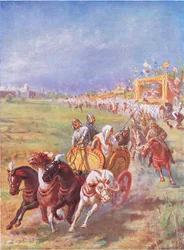 Um ponto de viragem na história da Índia (litografia a cores)