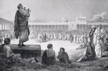 Viagem de Nero à Grécia em 66 d.C., ilustração de "Hutchinson
