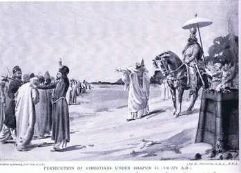 Perseguição dos cristãos durante o reinado de Shapur II (litografia)