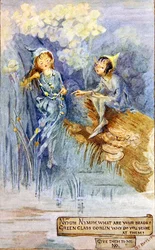 A Ninfa e o Duende Verde (aguarela a bordo)