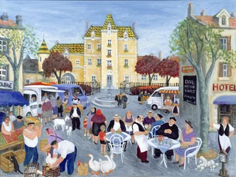 Praça da cidade na Borgonha (óleo sobre tela)