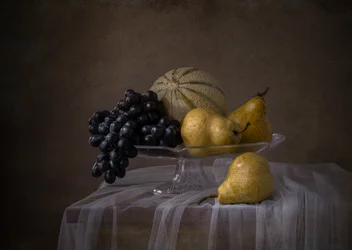 Natureza morta com frutos escuros