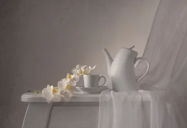 Hora do Chá com Orquídeas Elegantes