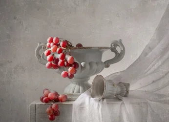 Natureza morta com uvas vermelhas
