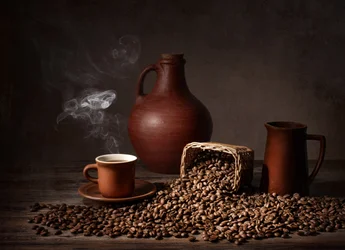 Natureza morta rústica com café