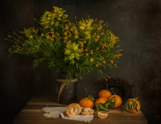 Tangerinas e flores de outono