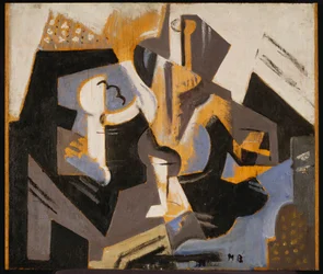 Natureza morta cubista em azul e cinza, c.1917 (óleo a bordo)