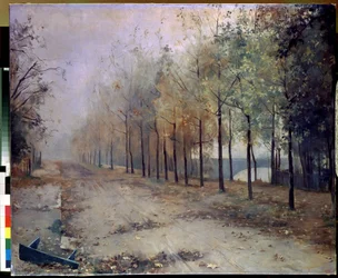 Outono (Automn). Pintura de Maria Konstantinovna Bashkirtseva (1860-1884). Óleo sobre tela, 97 x 117 cm, 1883. Arte russa, paisagem do século XIX. Museu Estatal Russo, São Petersburgo.