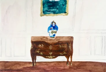 Interior com vaso chinês, 2019 (aguarela e têmpera sobre papel)