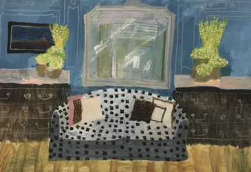 Interior com Сanapé Azul, 2019 (aguarela sobre papel)