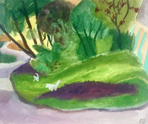 Paysage aves des Chiens Blancs, 2018 (acrílico e aguarela sobre papel)