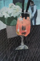 Natureza morta com Aperol em Roma, 2019 (óleo sobre papel)