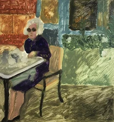 The Lunching Lady ou Almoço em Londres, 2019 (óleo sobre papel)