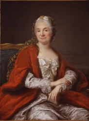 Marie Therese Rodet Geoffrin, saloniere francaise - Retrato de Madame Geoffrin (1699-1777), de Loir, Marianne (1715-1769). Óleo sobre tela, ca. 1760. Coleção Particular