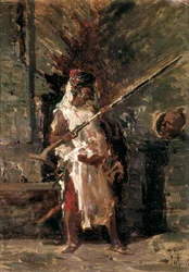 Askari (soldado das forças armadas coloniais da África Oriental). Pintura de Mariano FORTUNY (1838-1874)