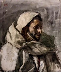 Retrato de busto de um homem, três quartos à direita, cerca de 1870 (aguarela e lápis de grafite sobre papel)